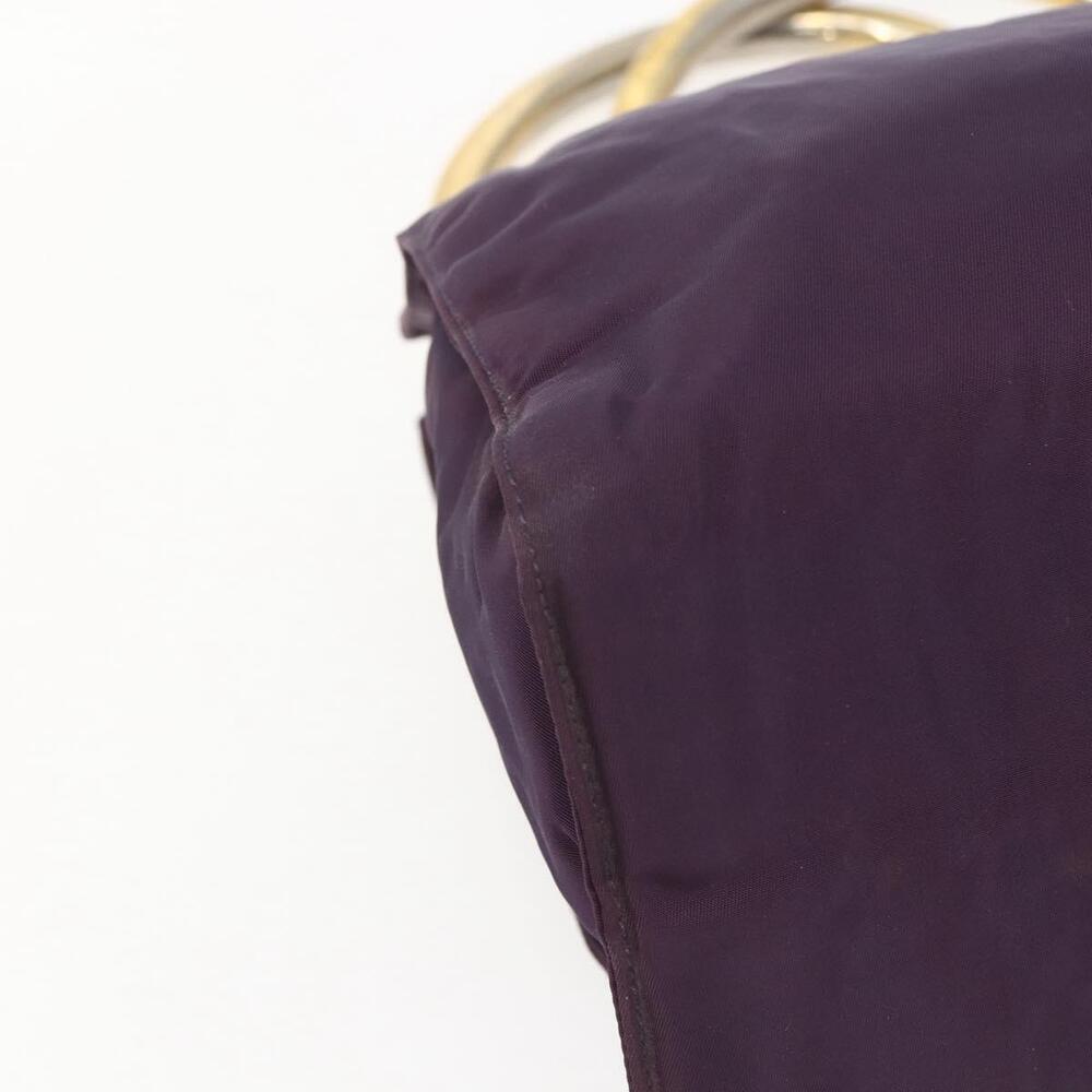 PRADA Hand Bag Nylon Metal Purple Gold Auth 155415 - Picture 14 of 16